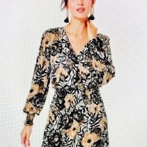 Lilly Pulitzer Talley Long Sleeved Dress Onyx Peony Party Medium